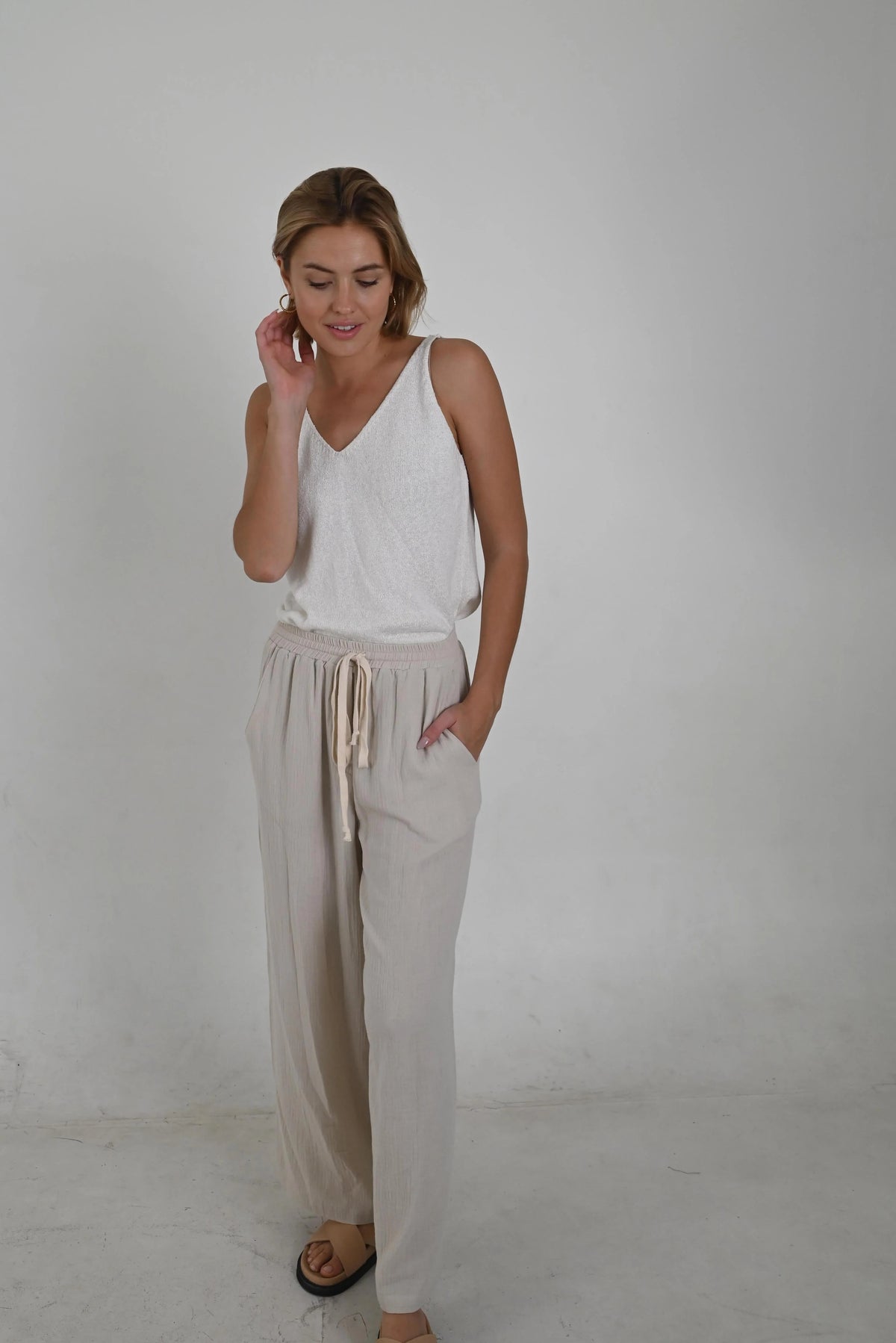 Ava Oyster Cotton Pant Pants AMIRA 