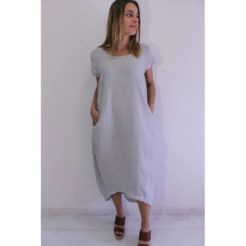 Classic Linen Dress Dress Frederic m Silver 