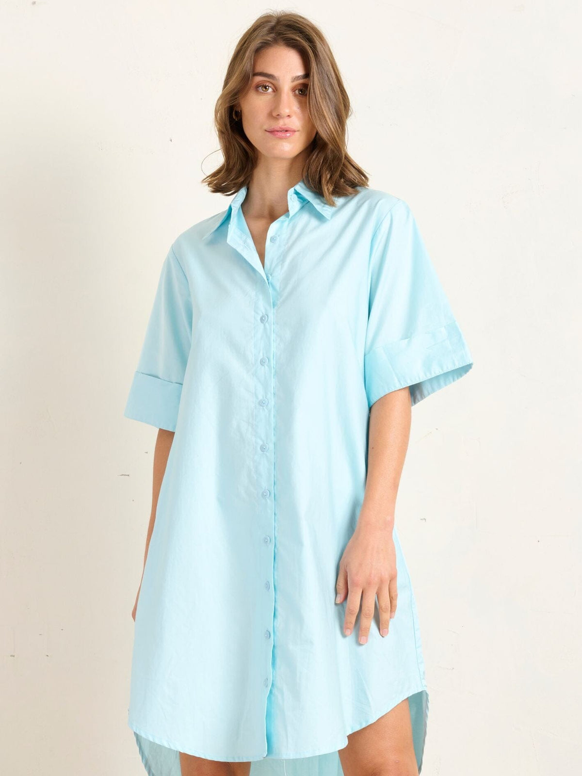 Cuff Shirt Dress Dress State of Embrace 