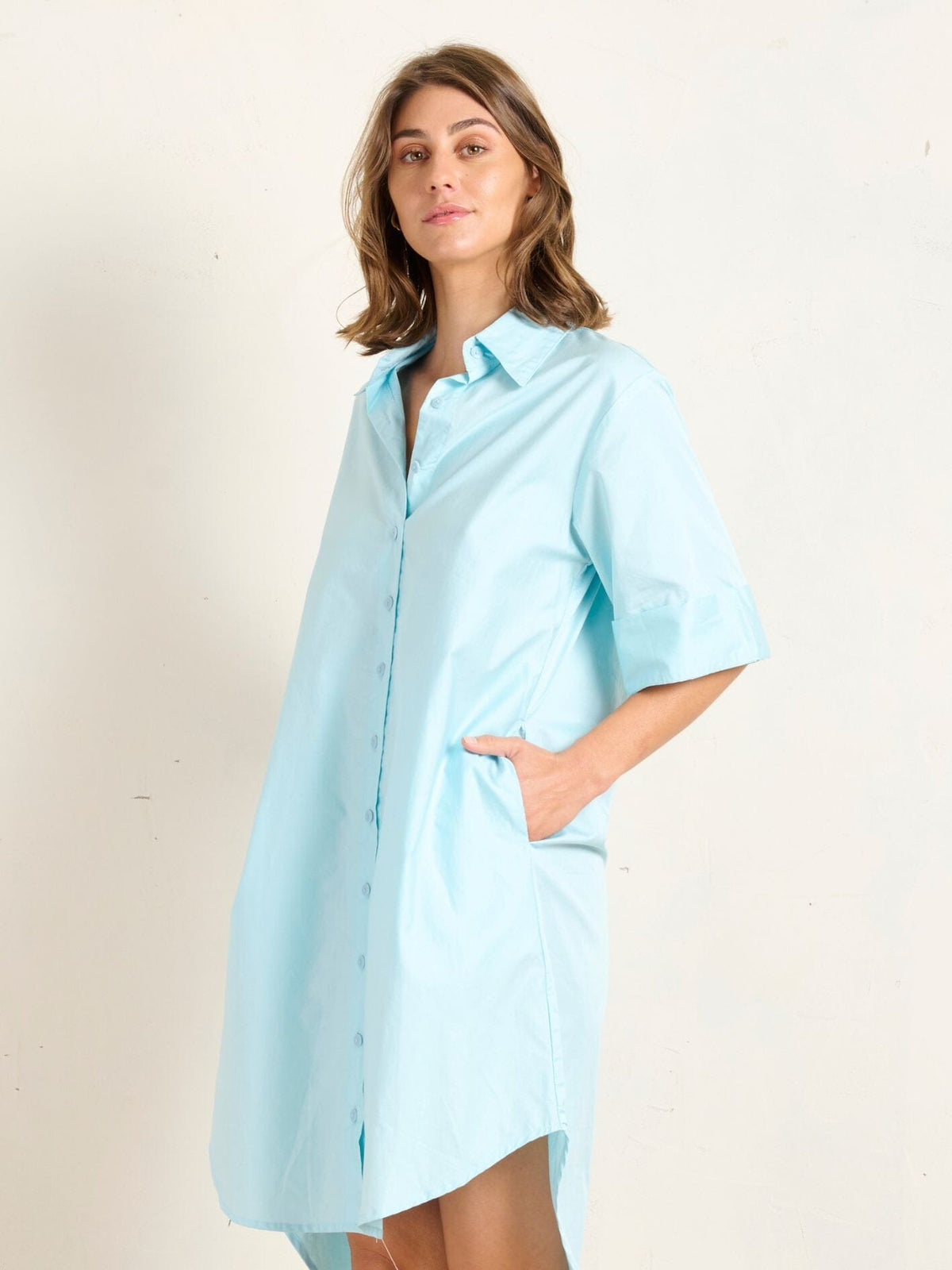 Cuff Shirt Dress Dress State of Embrace 