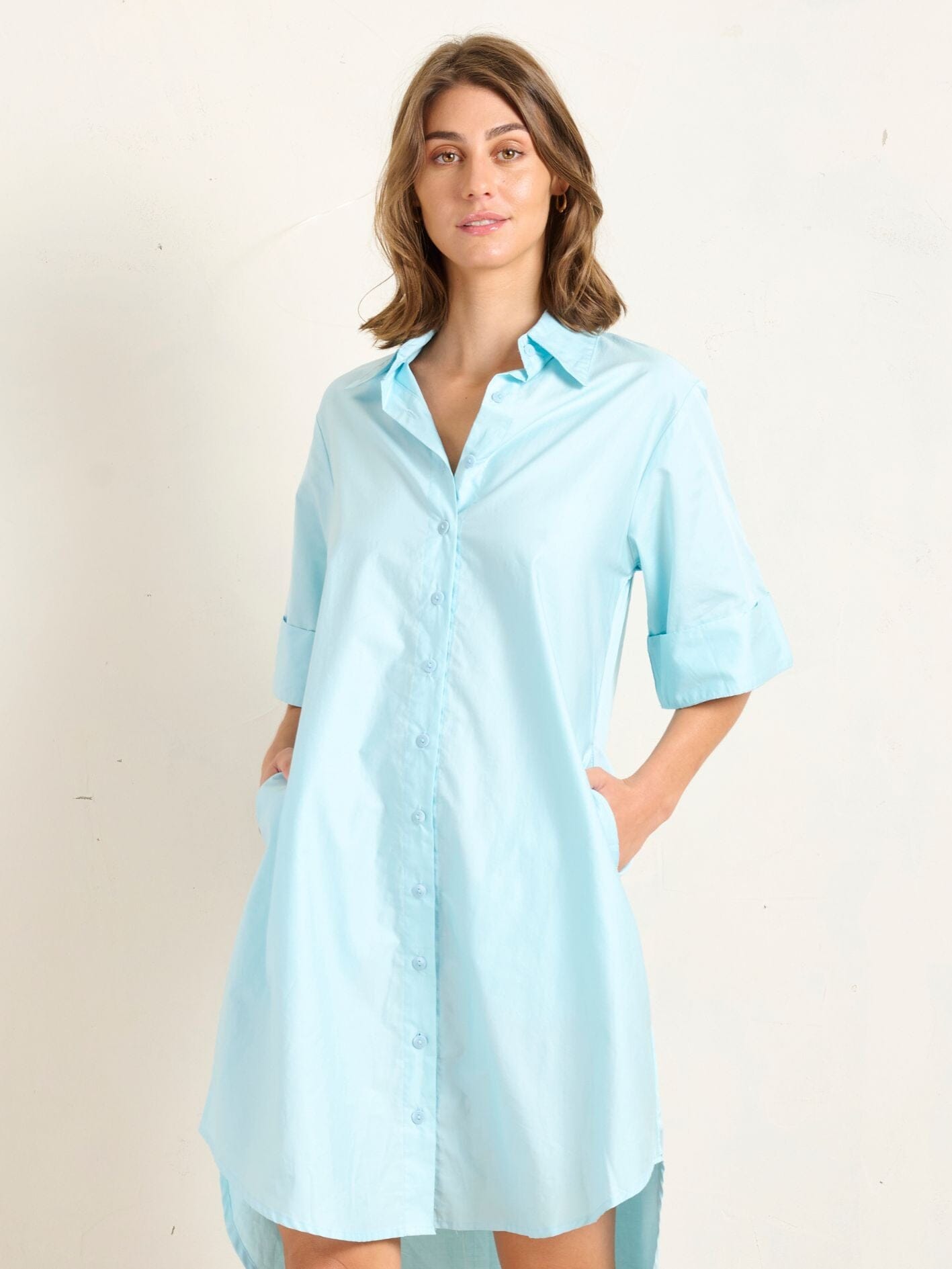 Cuff Shirt Dress Dress State of Embrace 