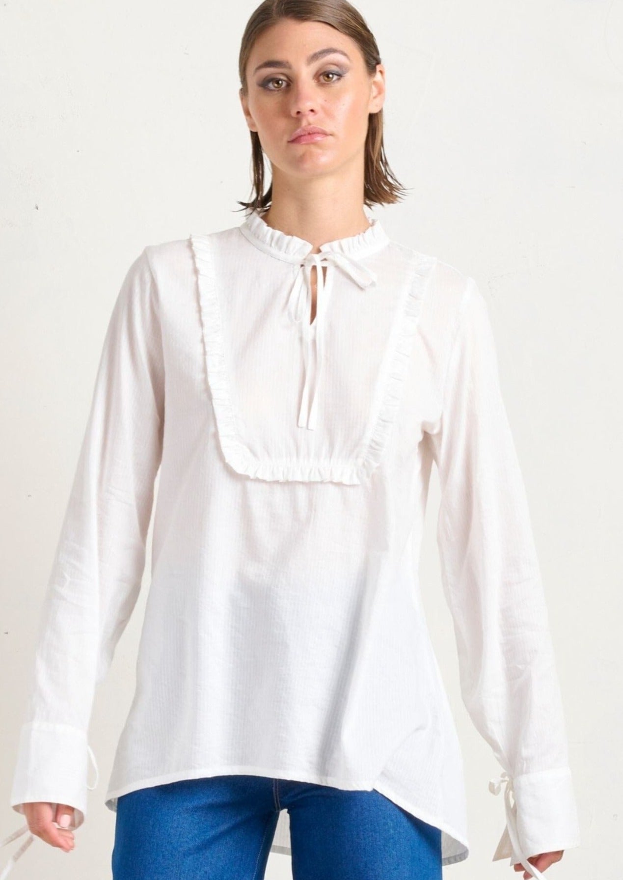 Frilled Tie Blouse Top State of Embrace 