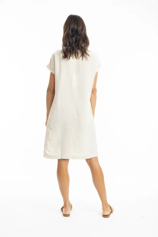 Linen Shift Dress-Sand Dress Escape 