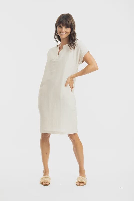 Linen Shift Dress-Sand Dress Escape 