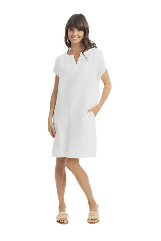 Linen Shift Dress-White Dress Escape 