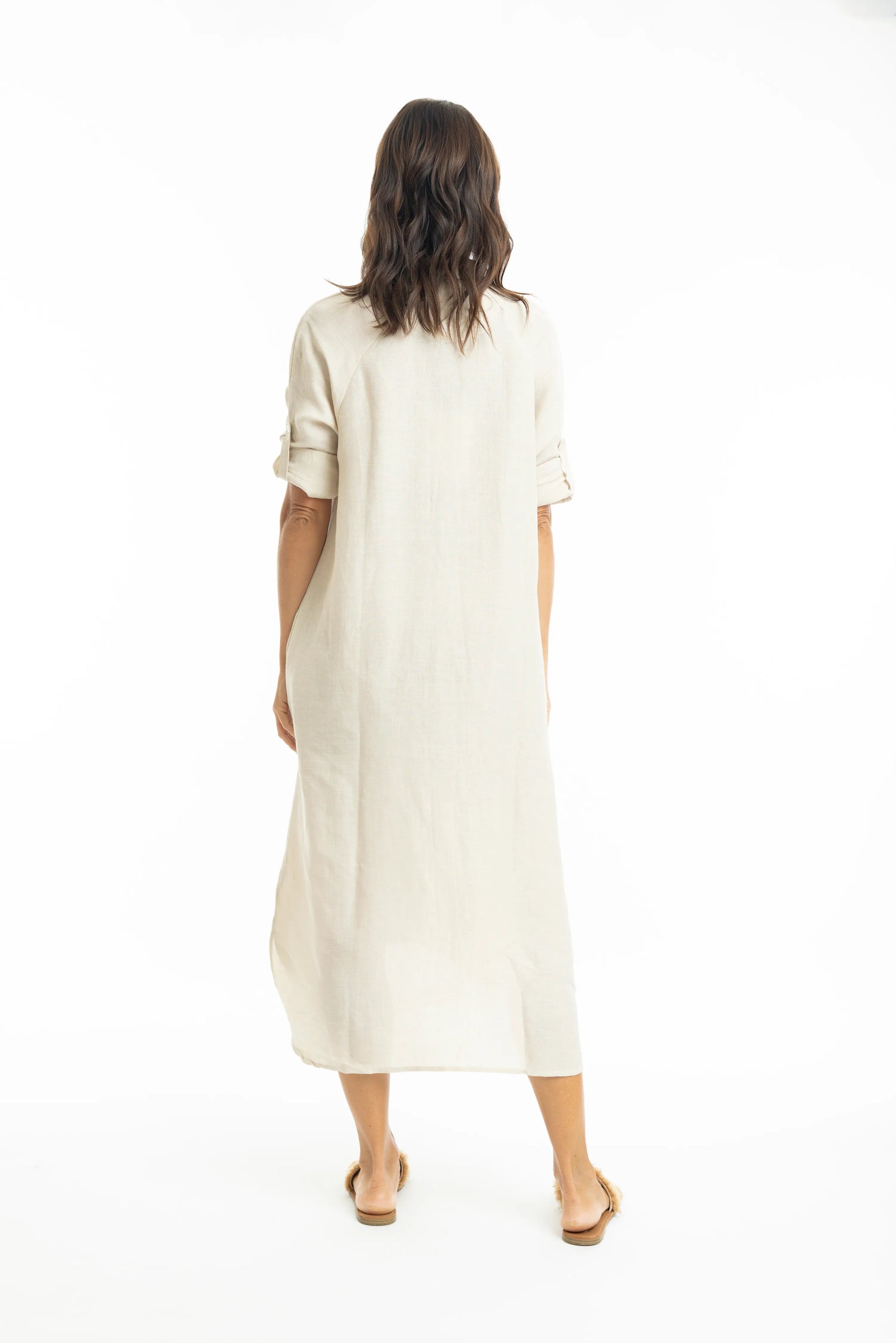 Linen Shirt Dress Midi Dress Escape 