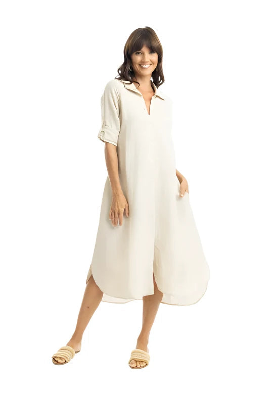 Linen Shirt Dress Midi Dress Escape 