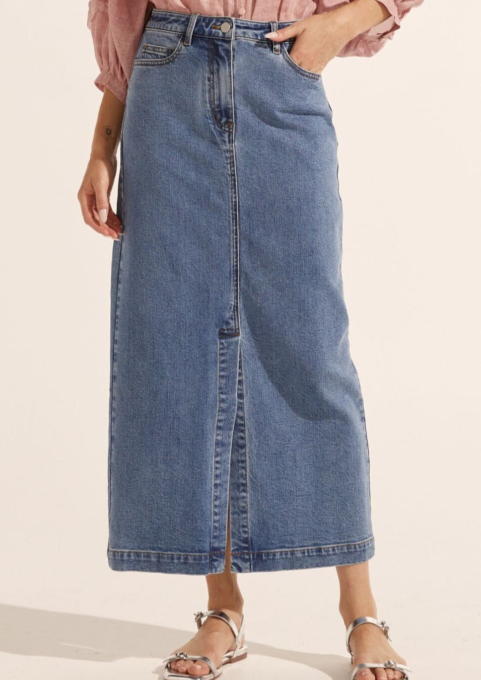 Meridian Skirt-Mid Wash Denim Skirt Zoe Kratzmann 