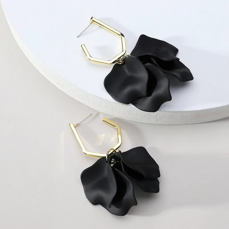 Petal Earrings Earrings Urban Tonik Black Hoop 