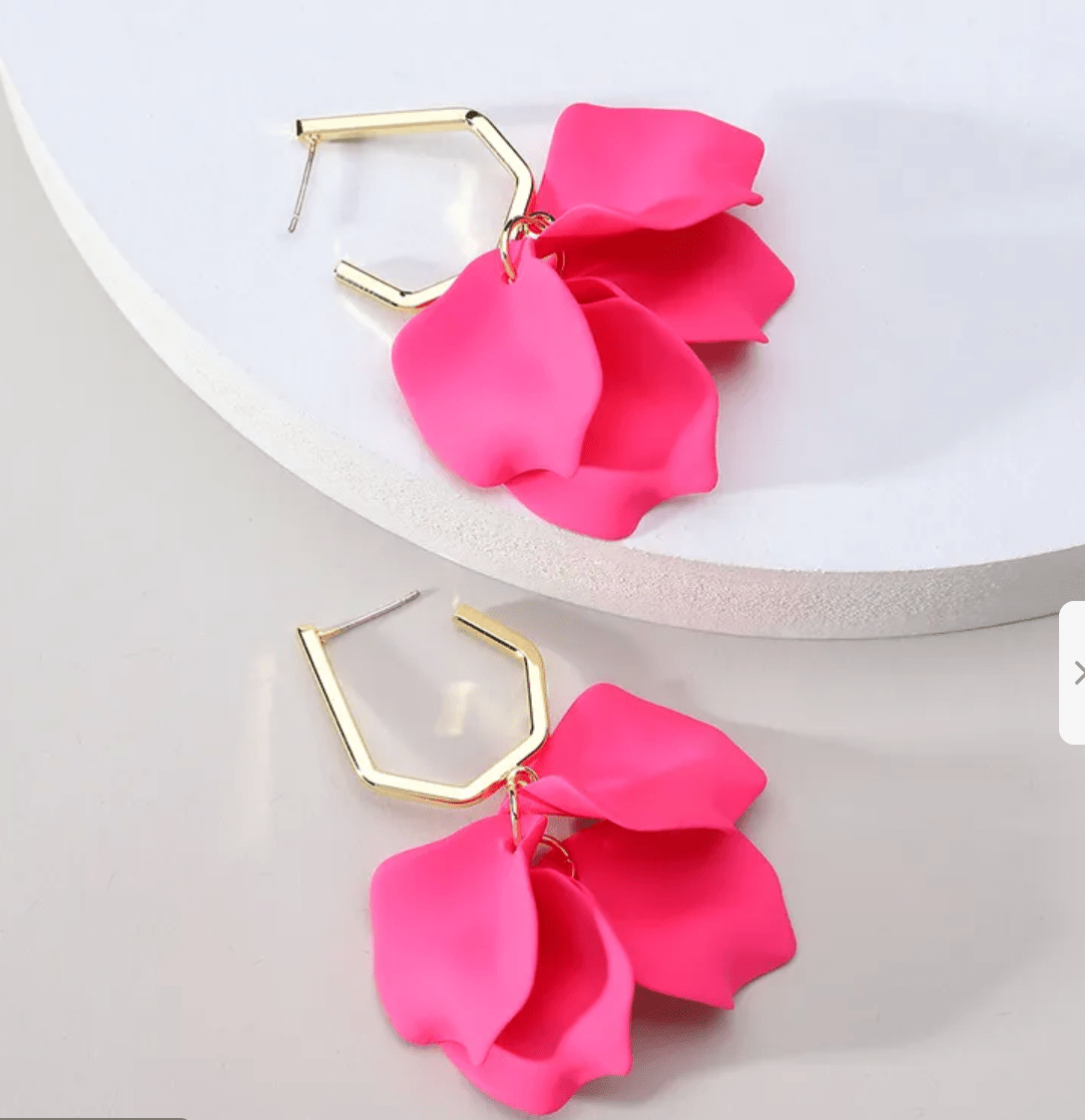 Petal Earrings Earrings Urban Tonik Hot Pink Hoop 