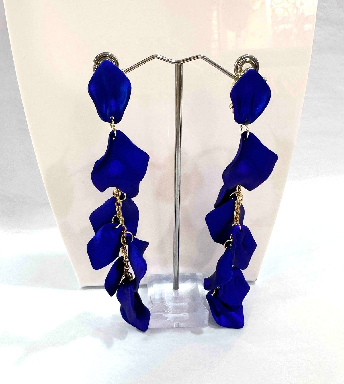 Petal Earrings Earrings Urban Tonik Long Sapphire Blue 