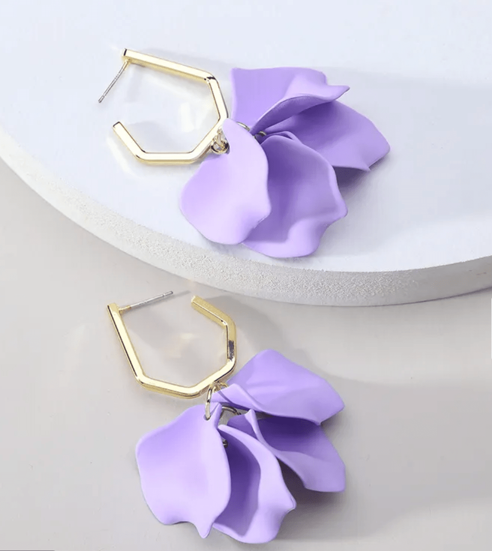 Petal Earrings Earrings Urban Tonik Purple Hoop 