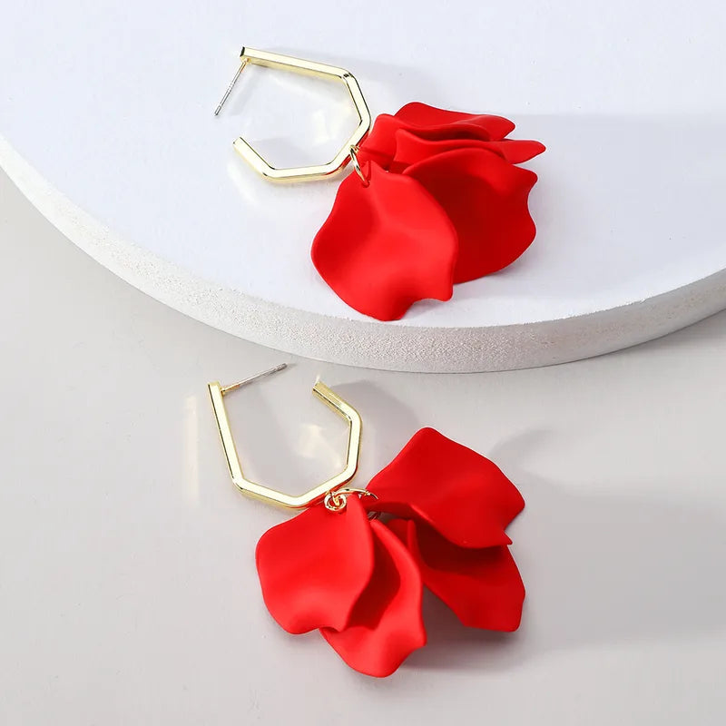 Petal Earrings Earrings Urban Tonik Red Hoop 