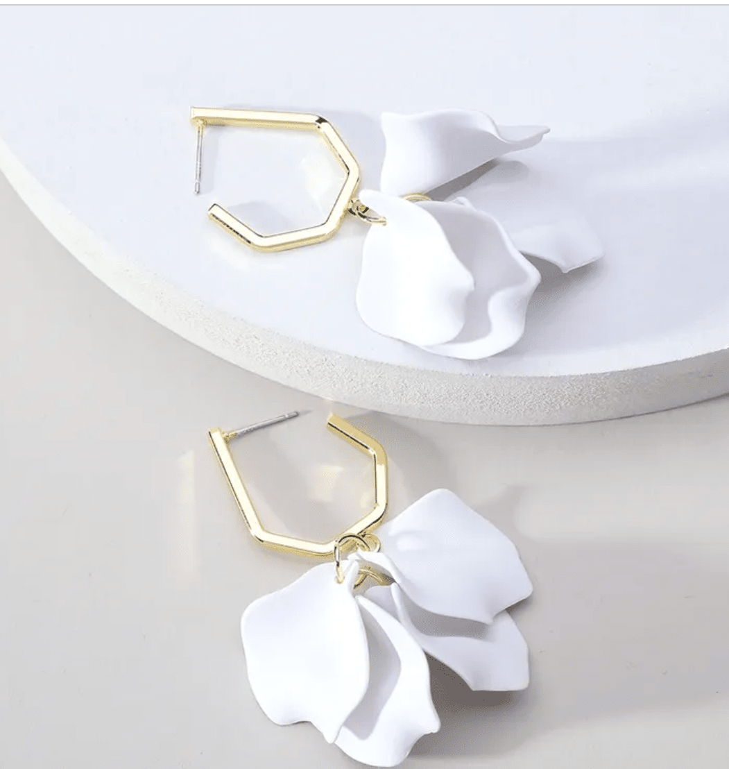 Petal Earrings Earrings Urban Tonik White Hoop 