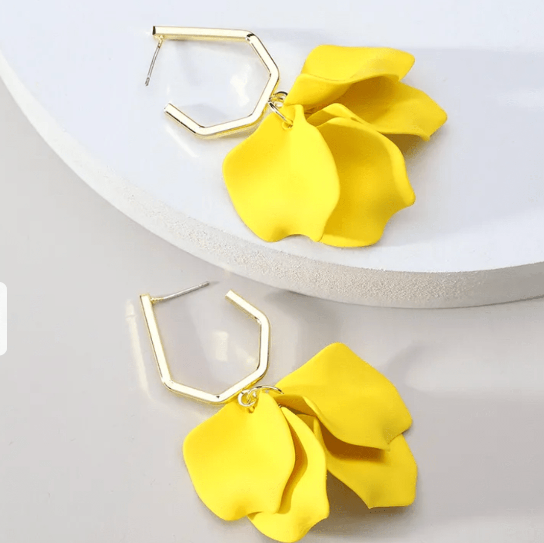 Petal Earrings Earrings Urban Tonik Yellow Hoop 