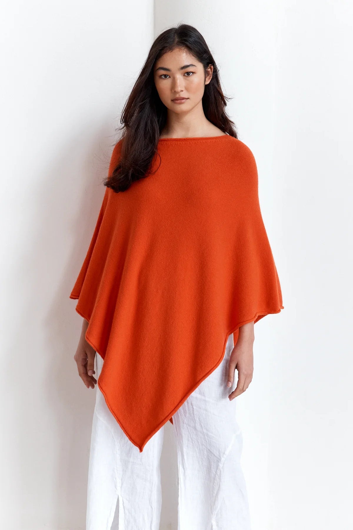 Faye Poncho Knitwear By Ridley Blood Orange SM 