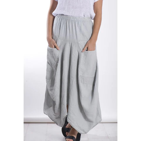 Maddie Linen skirt Skirt Talia Benson Silver Medium 